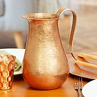 Copper pitcher, 'Michoacan Magic' - Hand Hammered Copper Pitcher from Mexico